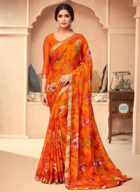 Orange RUCHI BAHAAR 2nd EDITION Designer Regular Casual Wear Chiffon Printed Saree Collection 10804-A